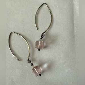 Elegant Pink quartz and sterling Silver Earrings